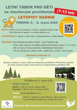 Letní tábor pro děti se sluchovým postižením 2. - 8. 8. 2026