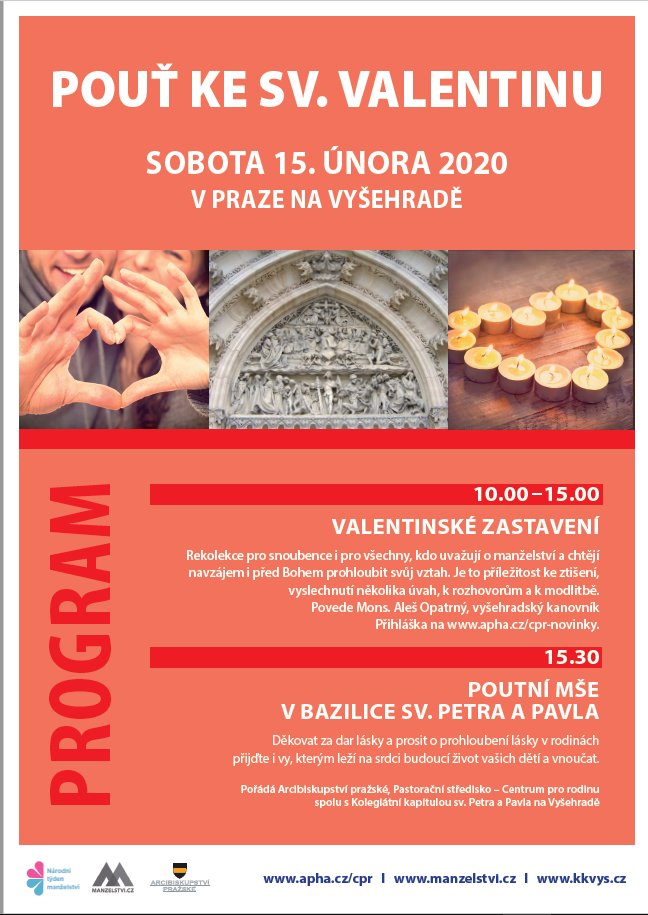 Pouť ke sv. Valentinu v Praze na Vyšehradě v sobotu 15.2.