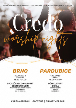 Credo Worship Nights  -  večery chval  30.11. a 1.12. 2023 v Brně a v Pardubicích